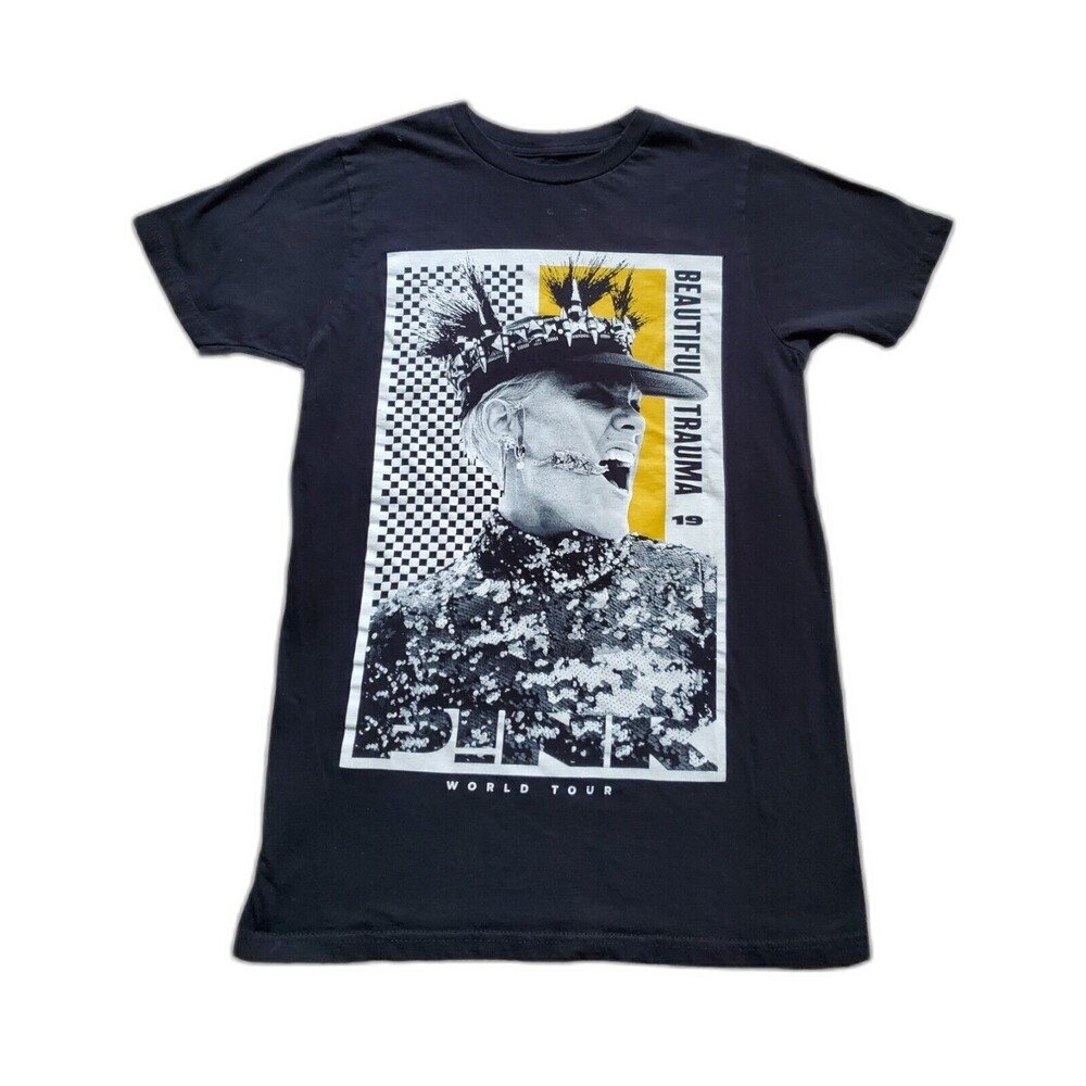 Pink Beautiful Trauma Shirt Women Small World Tour 2019 Black Graphic Tee Top